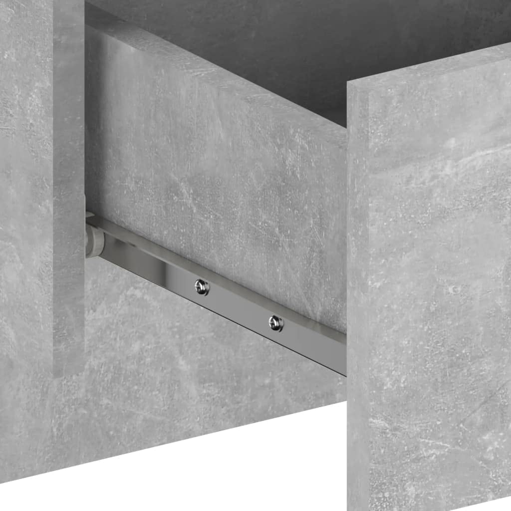 Comodino da parete grigio cemento in legno 60 x 40 x 40 cm, tavolino sospeso con vano portaoggetti, ripiano e cassetto, console moderna per camera da letto, cameretta dei bambini