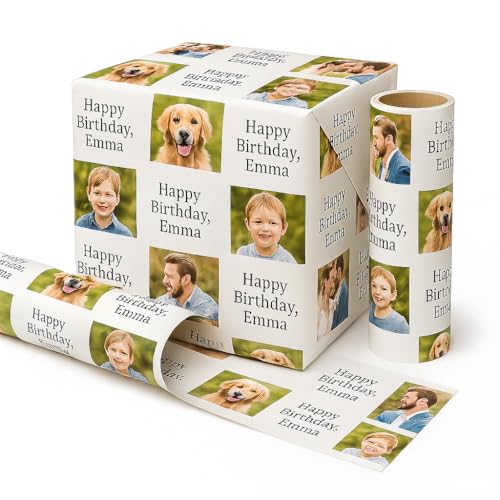 HTVFast Custom Gift Wrapping Paper Personalize with Your Photos & Designs Printed on Premium 70# Gloss Paper 1 Yard 2 Yard 5 Yard or 10 Yard Rolls Made in the USA
