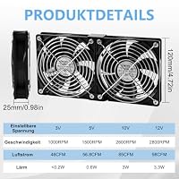 Silkwish 2 x 120mm Gehäuselüfter 12V PC Lüfter mit Geschwindigkeit – Ansicht 2