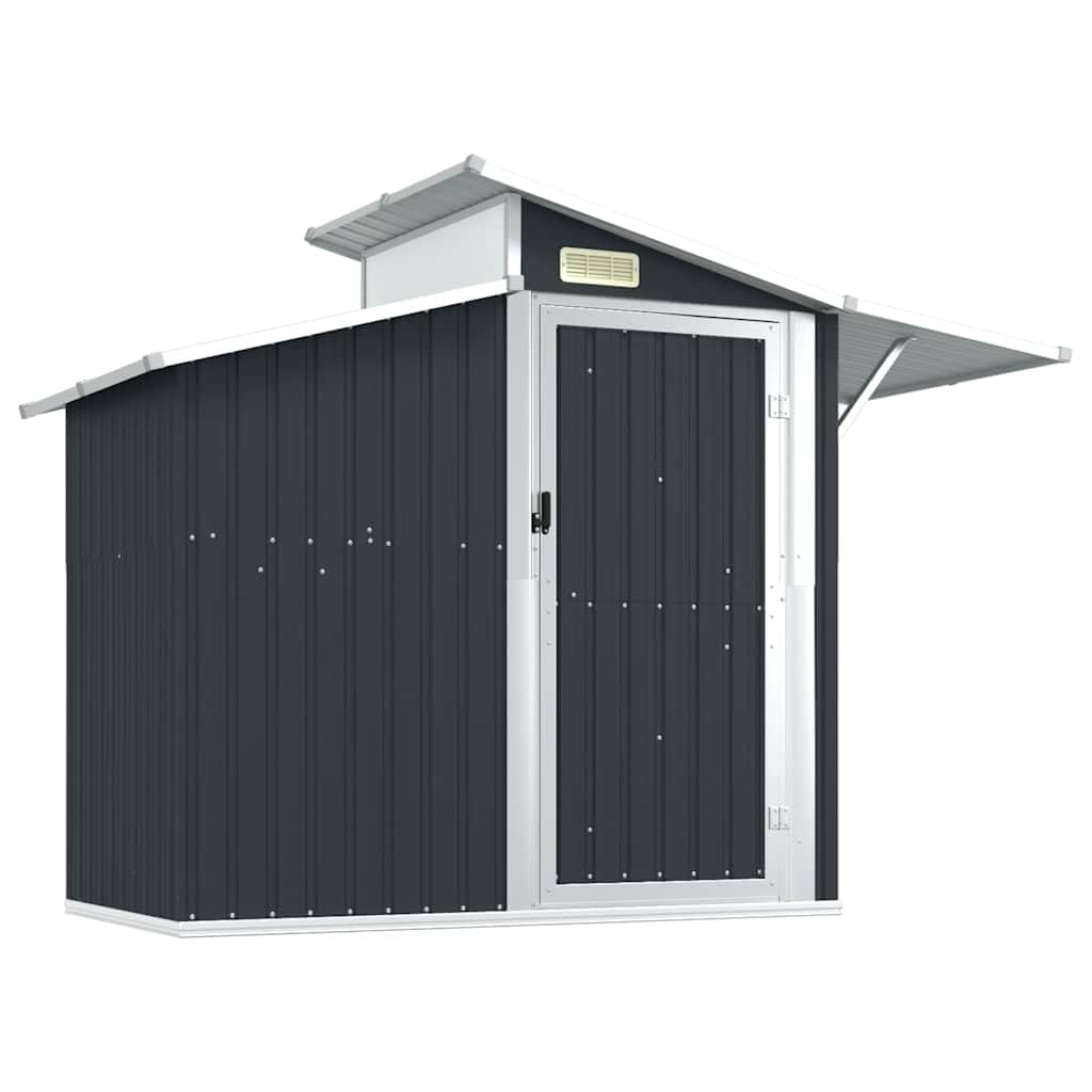 vidaXL Cobertizo de jardín Acero galvanizado Antracita 270x130x208,5cm, cobertizo de jardín para Herramientas, cobertizo de Exteriores, caseta para Herramientas de jardín