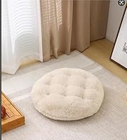 MolynnChic Rundes Bodenkissen für Erwachsene – 50cm Meditationskissen aus Kunstkaninchenfell, Weiches Sitzkissen für Wohnzimmer, Balkon, Yoga & Outdoor(Beige)
