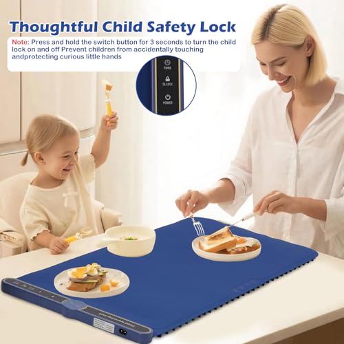 Tapis chauffant pour aliments plateau chauffant graphène réglable 9 niveaux