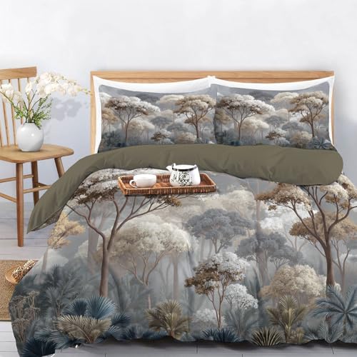 Parure de Lit de Luxe en Microfibre Douce Housse 200x200 Vert Profond Texturé - 2