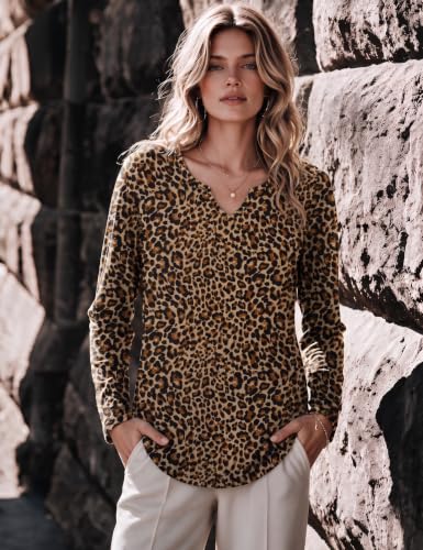 Image of Zeagoo Long Sleeve Shirts for Women Fall Tops Casual V Neck Blouses Tunic