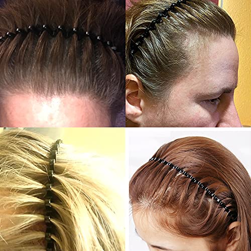 Hyfeel Wavy Headbands Plastic Skinny Thin Non-Slip Flexible Hair Bands Simple Hoops Hair Accessories For Women And Men Solid Colors (Black) #TOP5