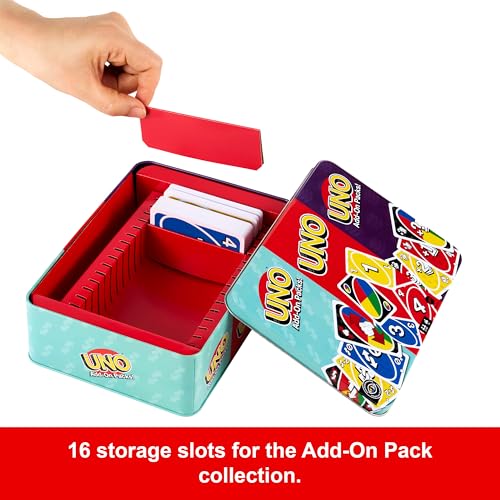 Image of Mattel Games UNO Card Game with 2 Add On Packs with Storage Tin