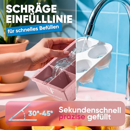 Rosa XXL Eiskugel- & Eiswürfelform Set – Stylische Eisformen aus Platin Silikon für Eiskaffee, Cocktails & Sommerdrinks… – Ansicht 3