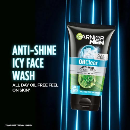 Image of Garnier Men Oil Clear Clay D-Tox Deep Cleansing Icy Face Wash, 155 g (Pack of 2)