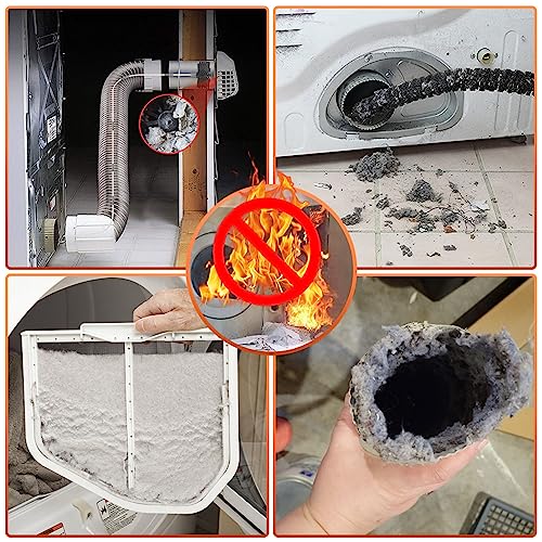 Petode 3 Pack Dryer Vent Cleaner Kit, 40 Feet Dryer Vent Brush With Drill Attachment And Vacuum Cleaner Hose Attachment Flexible Lint Brush #TOP2