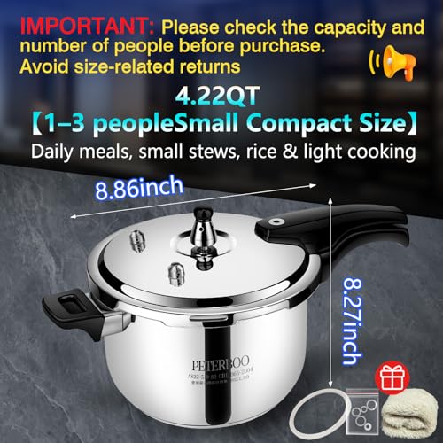 Image of Premium 4.22 Quart Stainless Steel Pressure Cooker, High-End Compact Cooker, Brand Quality Craftsmanship, Induction Ready for Elegant Home Cooking