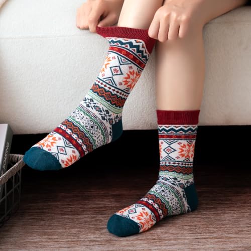 Image of Premillow Wool Socks for Women - Womens Wool Socks Winter Sock for Women Men Warm Thick Knit Soft Vintage Casual Crew Sock