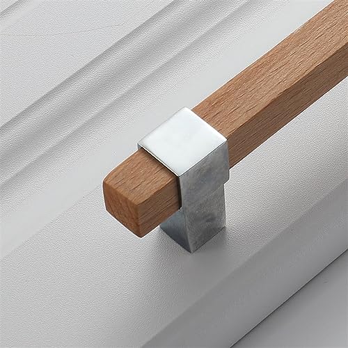 Poignées en bois pour meubles C-Bright silver entraxe 192mm pour tiroir