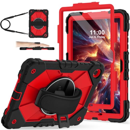 Image of Nitupai Case for Galaxy Tab A11+ Plus 2025, Galaxy Tab A9+ Case 2023 11Inch | Rugged Samsung Tab A11 Plus /A9+ Tablet Cover with 360 Rotating Hand Strap Shoulder Strap Screen Protector Red