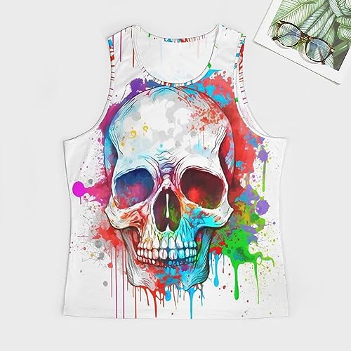MARSVOVO Men's Graphic Tank Tops Novelty Skull 3D Print Muscle Casual Sleeveless T-Shirt Summer Cool Crew Neck Tees3