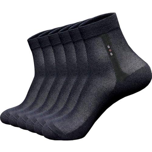 6 Pack Men Dress Socks, Cotton Mesh Ventilating Ankle Length,Thin Breathable Summer Business Footwear for Men