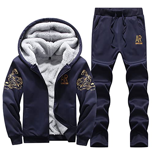 Survêtement homme ensemble veste zippée hiver et pantalon en polaire