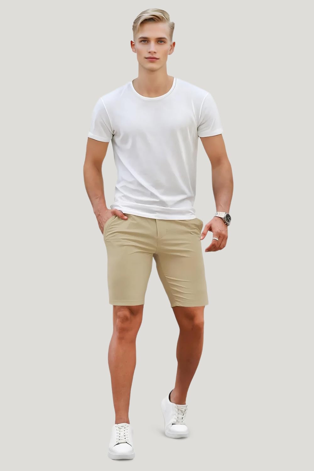 GINGTTO Pantalones Cortos Hombre Slim Fit Vestir Elastico Chinos Shorts