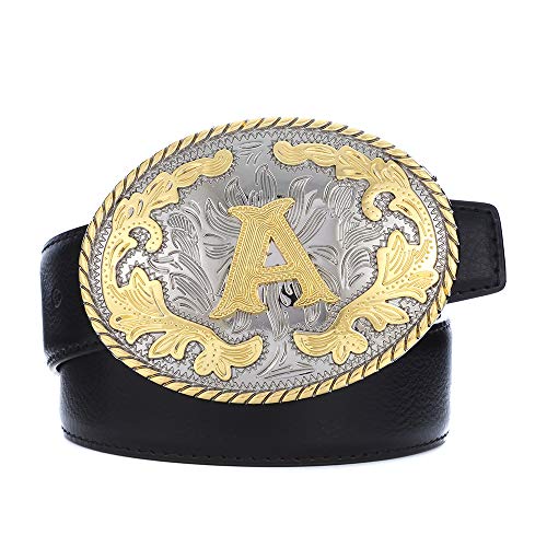 Letras com inicial de fivela de cinto ocidental ABCDEFG para Y-Cowboy Rodeo Dourado Grande Fivela de