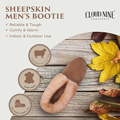 Cloud Nine Sheepskin Men’s Bootie Slippers - Indoor & Outdoor Ankle Boot Shoe - Sheepskin House Boot Slippers #TOP3