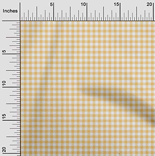 oneOone Silk Tabby Yellow Fabric Check Check Craft Projects Decor Fabric Printed By The Yard 42 Inch Wide