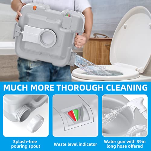Kaizonpot Portable Toilet For Camping, 5.3 Gallon Camping Porta Potty, Travel Rv Potty With Large Discharge Opening, Level Indicator, T-Type Water Outlets For Hiking, Boating, Trips, Fishing #TOP4
