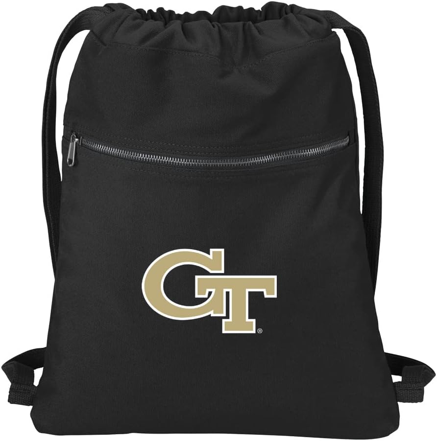 Broad Bay Georgia Tech Drawstring Backpack RICH CANVAS GT Yellow Jackets Cinch Bag