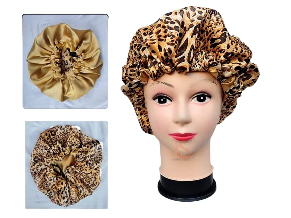 KALSUTANSHI New Handmade Pure Satin Fully Reversible Luxuries satin sleep Adjustable cap for Women Girls Kids|Reversible Double Layer Large Sleep Cap (Multicolor) (Hair Bonnet_Golden2sided)-picture-49