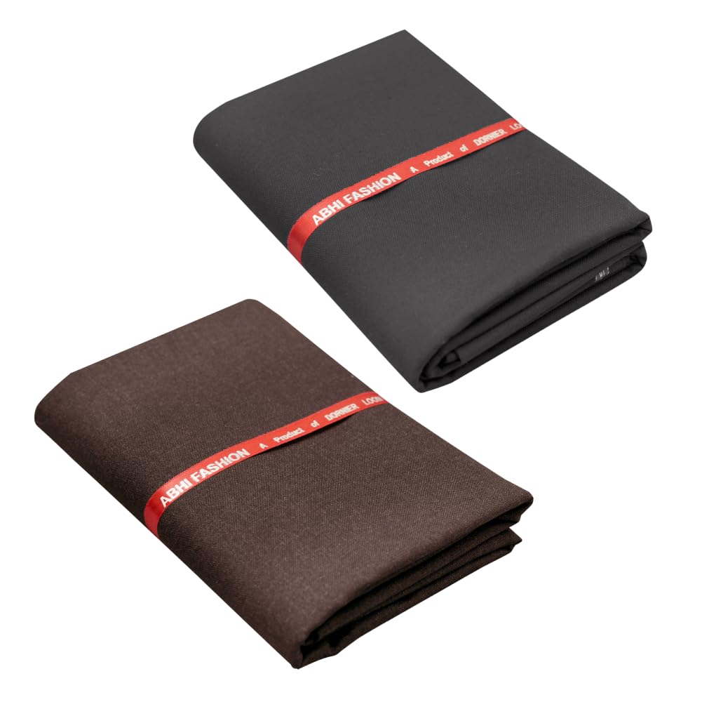 Abhi Fashion Men's Cotton Feel Formal Unstitched Combo Trouser Fabric For Men (Pack Of 2)-picture-32