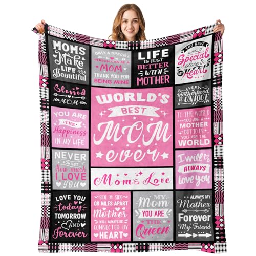 PVDSAVE Moms Mothers Day Birthday Gifts from Daughter Son - Blanket Gifts for Mom - World's Best Mom...