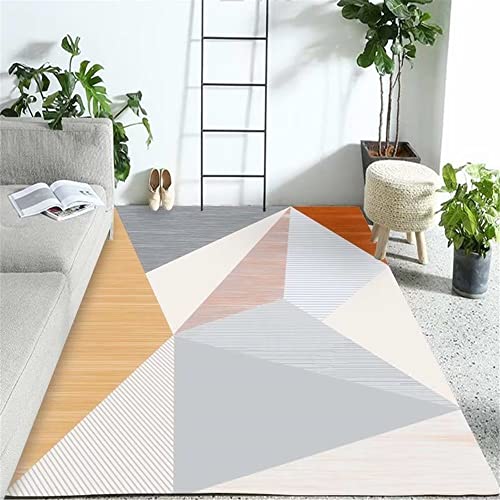 Tapis de salon jaune à motif grand triangle géométrique durable - 2