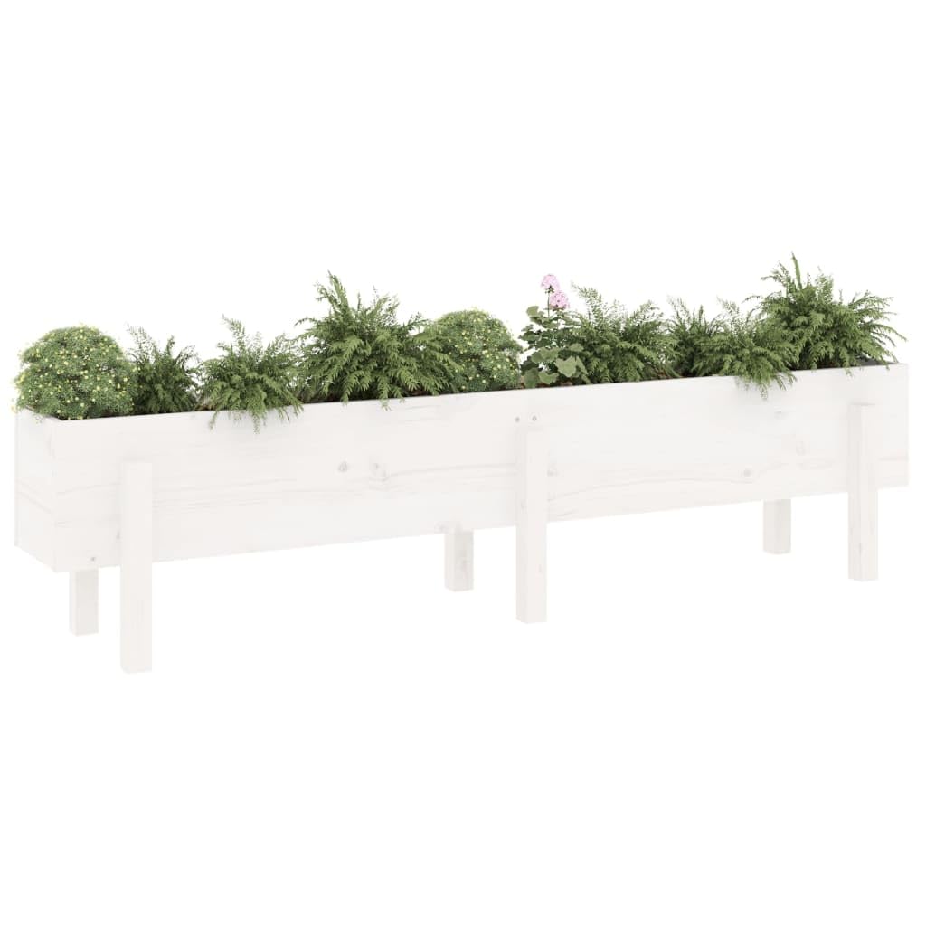 Fioriera rialzata da giardino, 160 x 30 x 38 cm, in legno di pino massiccio, per erbe, fiori, piante grasse e verdure, con drenaggio, per interni ed esterni