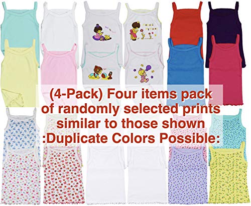 Image of ToBeInStyle Girl's 4 Pack Ruffle Hem Spaghetti Strap Tank Tops