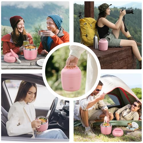 Image of wiwens Thermo Food Jar for Hot Food Adults 32OZ Soup Thermo Lunch Containers Wide Mouth Vacuum Insulated Stainless Steel Leakproof Bento Box with Spoon