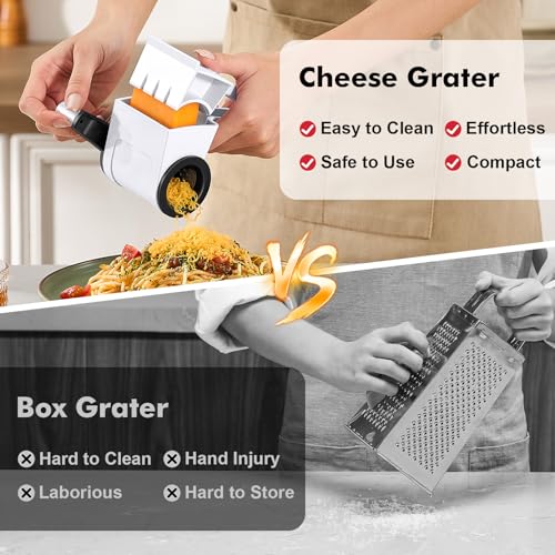 Image of GDL Cheese Grater Handheld, Parmesan Cheese Grater, Stainless Steel Blade | No BPA, Stainless Steel Etched Blade, Dishwasher Safe, Ergonomic, Hard & Soft Cheese, Multi-Purpose, Detachable, Ambidextrous