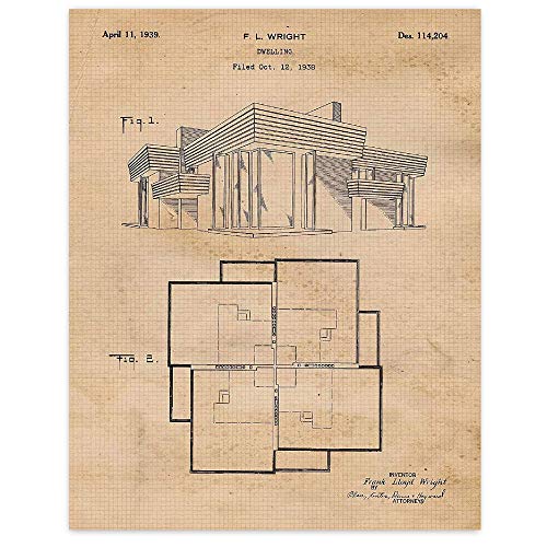 Frank Lloyd Wright House Design Patent Prints