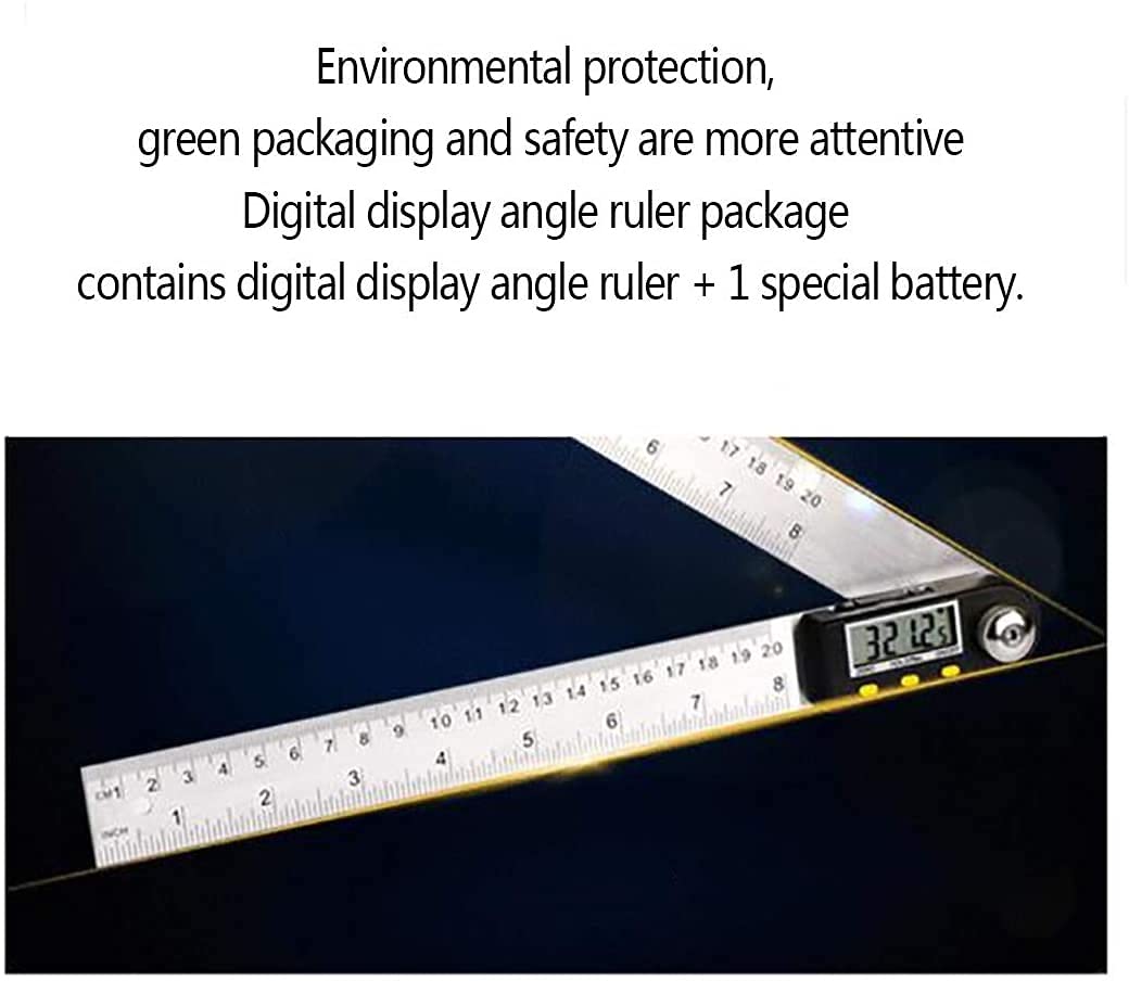 WJJ Strumento di misurazione dell'angolo di visualizzazione Digitale a 360 Gradi in Acciaio Inox a 360 Gradi con Strumento di misurazione del Righello di misurazione del Braccio 200mm