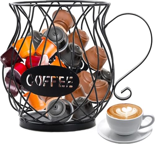 QUTHZZHY Dispensador Capsulas, Cesta Para Cápsulas Café, Almacenamiento Cápsulas Café, Dispensador Café Perfecto, Estante de Almacenamiento de Aperitivos para Encimera de Cocina, Oficina,Barra de Café