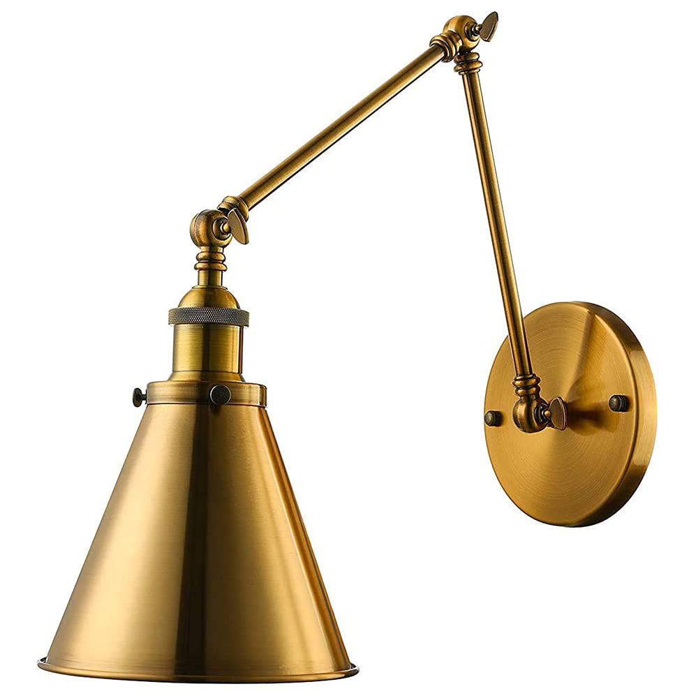 Lampy ścienne, E27 przemysłowe metalowe oświetlenie ścienne stożkowe lampa abażur z regulowanym ramieniem dekoracja ścienna oprawa oświetleniowa twarda przewodowa do baru magazynu korytarza lampa ścienna