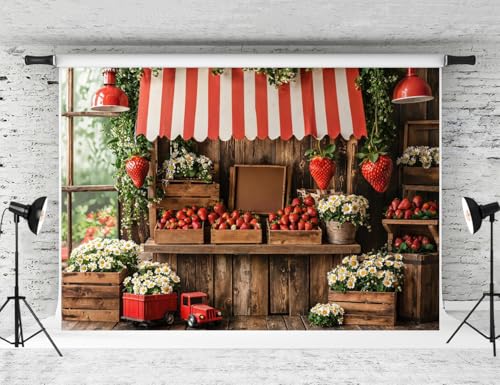 Toile de fond photo fraises Kate tissu anti reflet de 2,1x1,5m