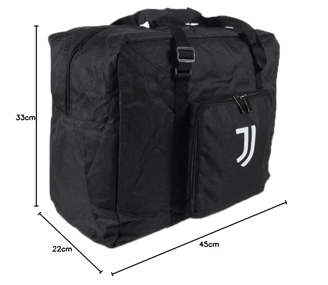 Bolsa de Viaje Plegable Producto Oficial Juventus, Negro, Bolsa Plegable para Guardar en la Maleta y Usar Cuando Sea Necesario