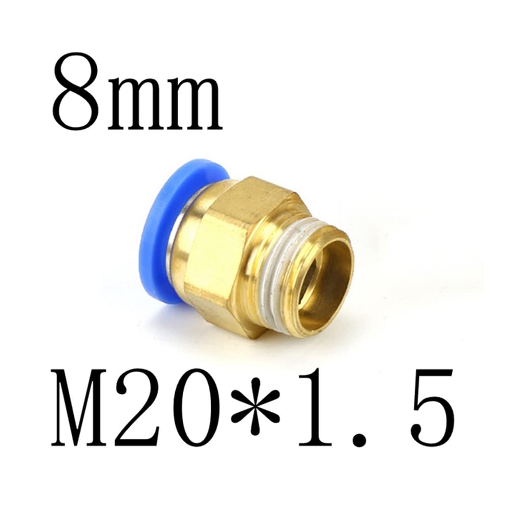 ezqnirk 1PCS Metric Male Thread Straight Air Pneumatic Pipe Fitting Push in Quick Connector Tube OD 8mm,PC8-M20x1.5