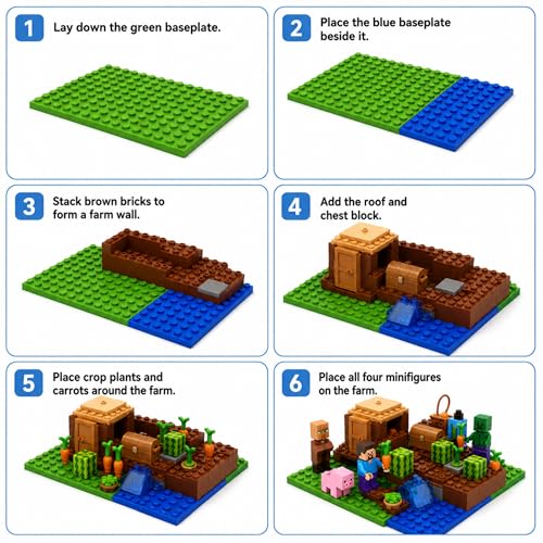 Image of Yashoni Building Blocks Toy Set for Kids | DIY STEM Construction Bricks with Mini Figures, Creative Models & Educational Play Set|Blocks Game (96, The Melon Farm)