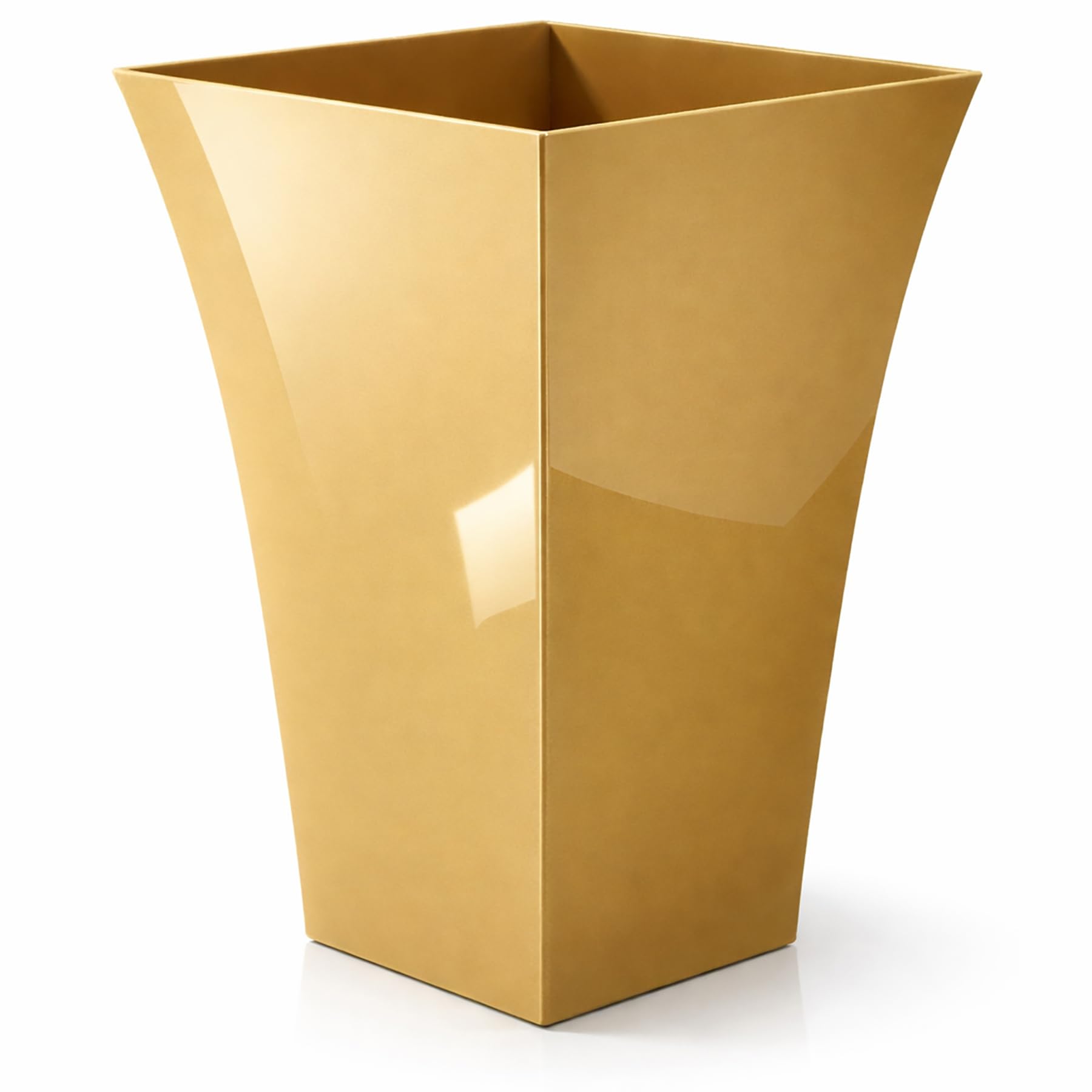 Crazygadget Gold Crazygadget® Large Milano Tall Square Planter – Gloss Finish Plastic Garden Plant Pot – Indoor & Outdoor Use (1, )