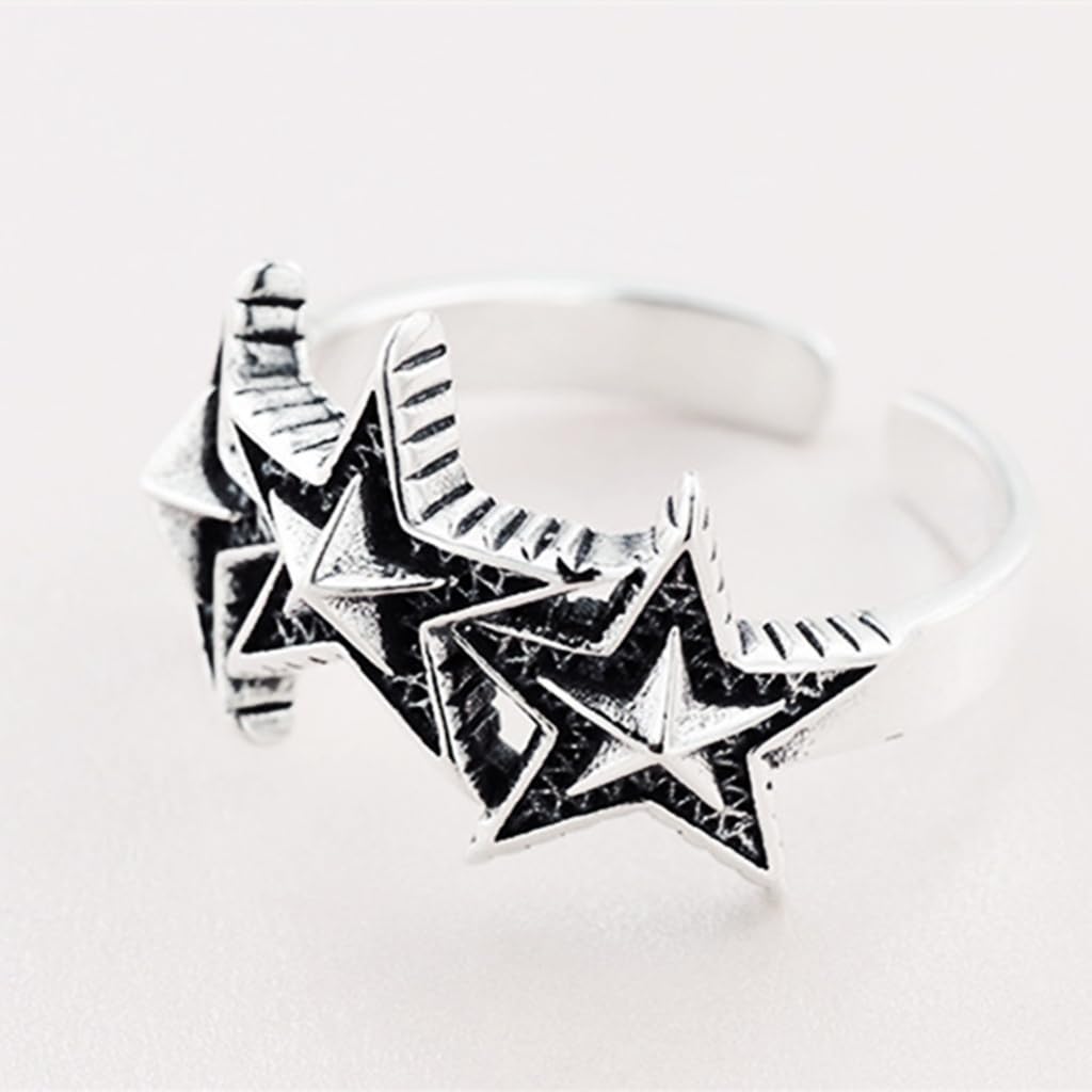 Verstellbarer Punk-Stern-Ring für Männer und Frauen, Hochzeit, Statement, Schmuck, Valentinstag, Liebhaber, Fingerring, Siehe Abbildung