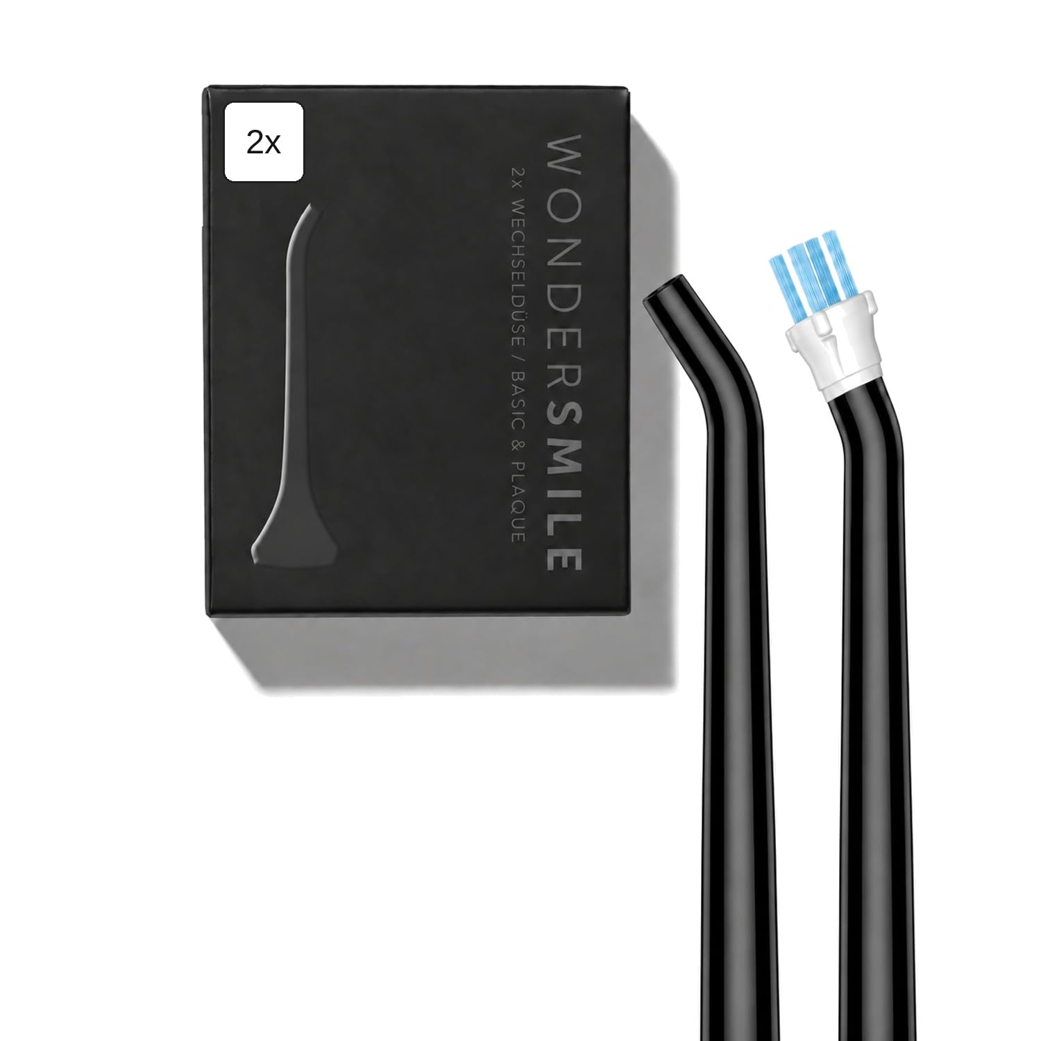 Wondersmile Ersatzdüsen Mix - Basic & Plaque Düse – für Munddusche Waterflow - SmoothFlow-Technologie für optimale Zahn- & Zahnfleischpflege (Black, 2er Pack)