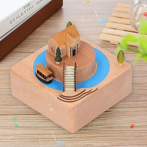 Image of AUGEN Exclusive Music Box Musical Boxes Carousel Children's Boutique Wooden Men and Women Birthday Creative Christmas Valentine's Day Gift Home Decoration (6057-A6)
