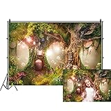 Renaiss 7x5ft Enchanted Forest Backdrop Magic Tree House Fairytale Wonderland Woodland Fantasy Jungle Photography Background for Wedding Baby Shower Birthday Party Decor Photo Studio Props