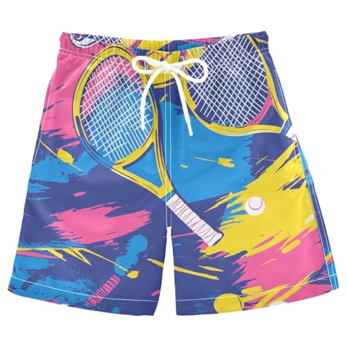 Boys Beach Board Shorts Tennis Blue Graffiti Swim Trunk Teen Swimwear 8-16Y