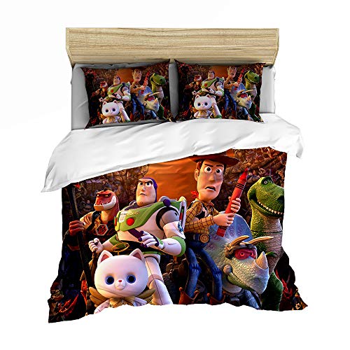 DCWE Disney - Juego de funda de edredón reversible para niña y niño, diseño de flores, poliéster, de Toy Story (11,135 x 200 cm)