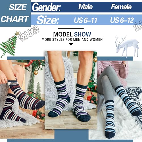 Image of EBMORE Fuzzy Socks Warm Winter Slipper Fluffy Sleep Cozy Comfy Cabin Socks for Mens Womens